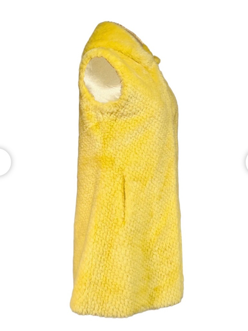 Adrienne Landau Bold Yellow Faux Fur Vest Sz S - Picture 3 of 14